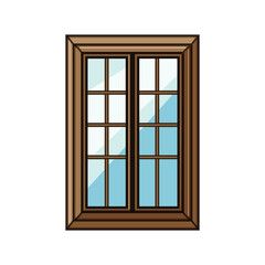 Obraz premium Simple wooden window frame with multiple glass panes providing an architectural element for home, building, and renovation concepts on a clean white background