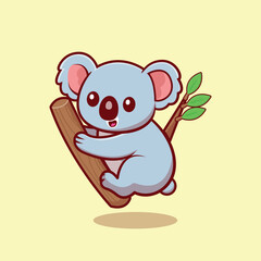 Cute koala bear climbing tree branch illustration © Ace