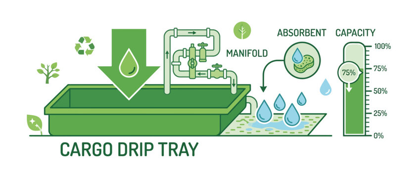 Cargo Drip Tray System: Fluid Containment, Manifold, and Absorbent Capacity