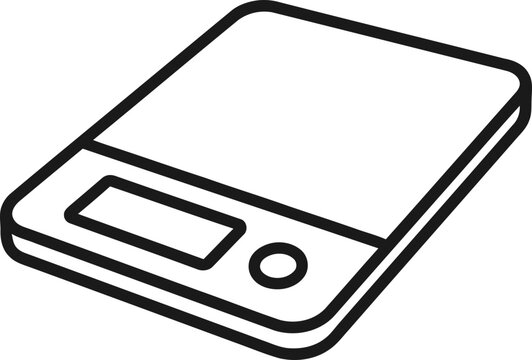 Digital Kitchen Scale Icon - Line Art Illustration of a Weighing Device