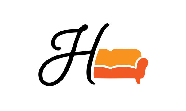 Modern Sofa Furniture Logo Vector Minimalist Home Interior Brand Design.