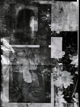 grunge abstract collage made with different types of paper