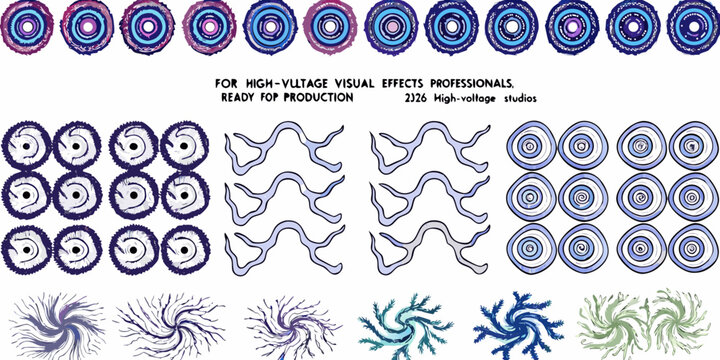 Concentric circle and lightning bolt pattern on a white background