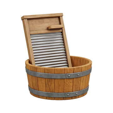 Wooden washboard and tub