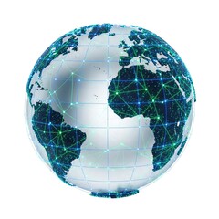 Naklejka premium D Globe With Interconnected Network Lines and Nodes on White Background