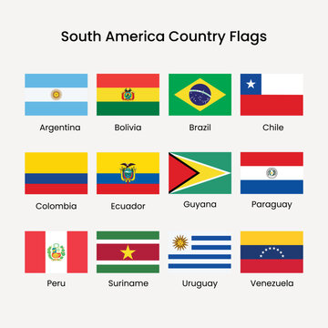 South American country flags collection vector elements