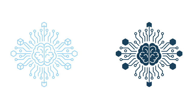 Global artificial intelligence brain with radiating circuit connections symbolizing interconnected machine learning and advanced network processing