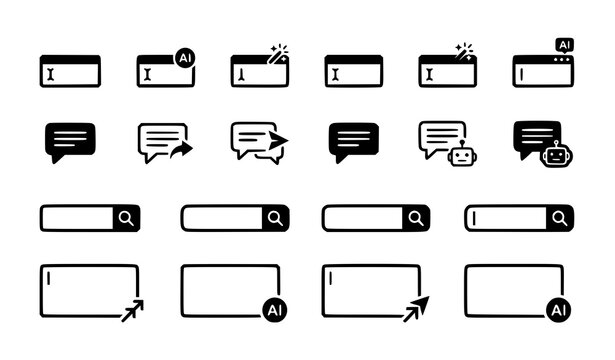 Monochrome Input Field and Search Bar Icon Collection