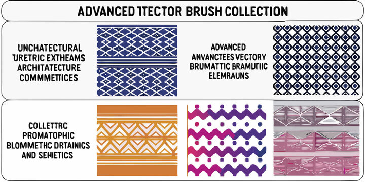 Geometric Pattern Collection Advanced Vector Brush Designs On Colored Backgrounds