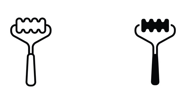 Professional Minimal Vector Icon Kitchen dough roller tool set in line and solid style Editable Stroke, Outline and Solid Style, Black Monochrome, Isolated on White Background