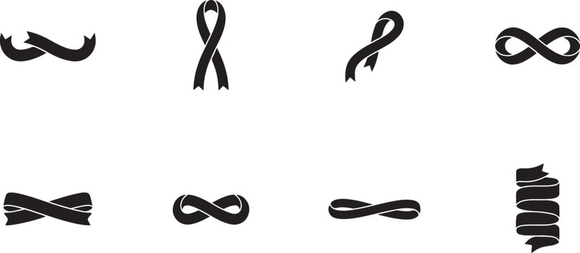 ribbon twist icon set silhouette Vector illustration. square type Bundle