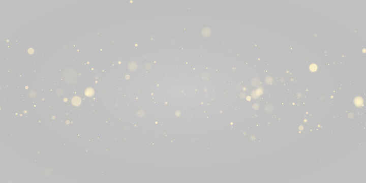 Sparkle particle Christmas light effect with blur spot glow and gold shine. Bright bokeh blends with magical stardust, radiant highlights and soft illumination. Png illustration.