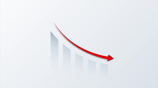 Down arrow business graph chart animation. Loss business graph icon animation. Going down graph chart animation 4k animation