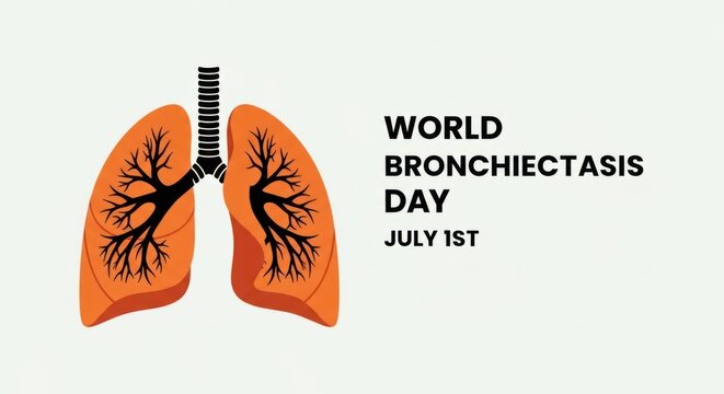 Human lungs with bronchial tubes illustration on World Bronchiectasis Day July 1st