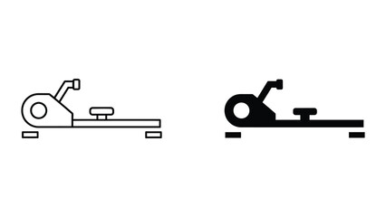 Professional Minimal Vector Icon Rowing machine fitness equipment vector icon Editable Stroke, Outline and Solid Style, Black Monochrome, Isolated on White Background © Saiful Stock