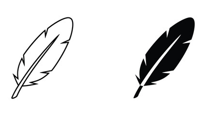 Professional Minimal Vector Icon Simple feather quill pen vector icon set Editable Stroke, Outline and Solid Style, Black Monochrome, Isolated on White Background © Saiful Stock