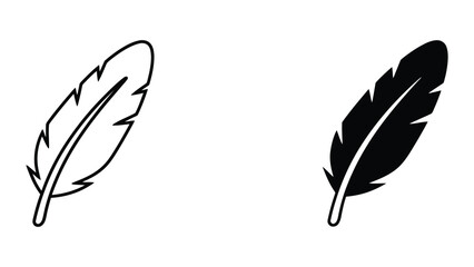 Professional Minimal Vector Icon Bird feather quill pen outline and glyph vector icon Editable Stroke, Outline and Solid Style, Black Monochrome, Isolated on White Background © Saiful Stock