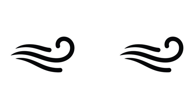 Professional Minimal Vector Icon Wind gust weather vector icon Editable Stroke, Outline and Solid Style, Black Monochrome, Isolated on White Background