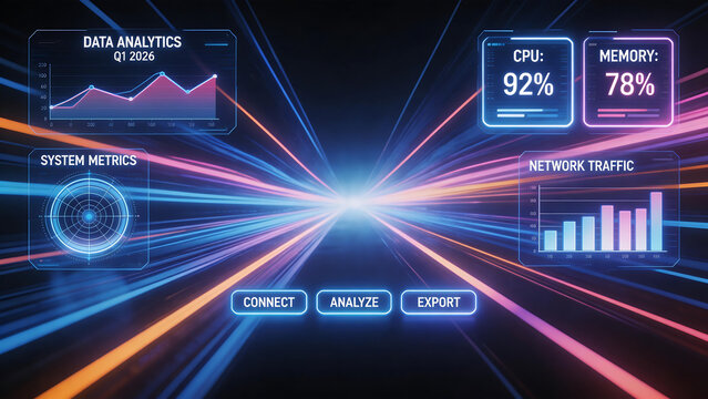 Futuristic data analytics interface