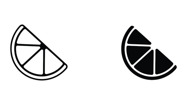 Professional Minimal Vector Icon Citrus quarter slice vector icon set Editable Stroke, Outline and Solid Style, Black Monochrome, Isolated on White Background