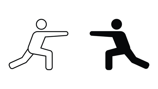 Professional Minimal Vector Icon Person doing yoga stretch vector icon set Editable Stroke, Outline and Solid Style, Black Monochrome, Isolated on White Background