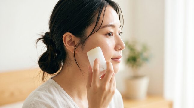A woman applying a sun stick