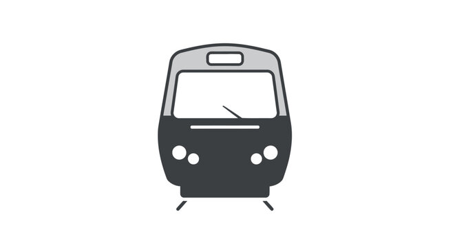 Modern train icon in minimalist flat design style