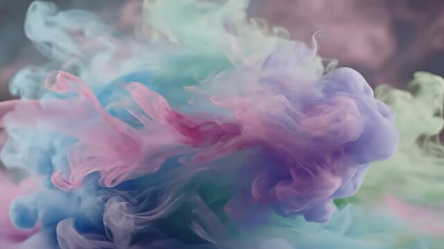 Soft pastel smoke clouds swirling and blending together in a dreamy abstract atmosphere