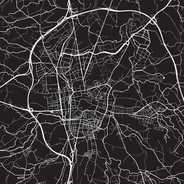 Vic Spain city map vector illustration. Black and white street map of Vic Catalonia