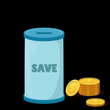 Saving money into glass jar. Hand throw gold coins in moneybox. Saving concept. concept. Cash falling in bottle. alpha channel animation finance concept