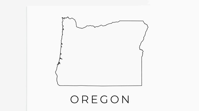 Oregon State Outline Map Illustration
