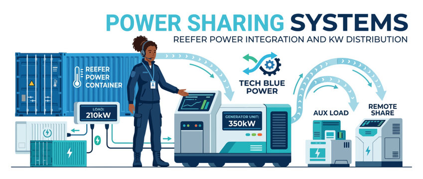 Power Sharing Systems: Reefer Container Integration, Generator, and Load Distribution