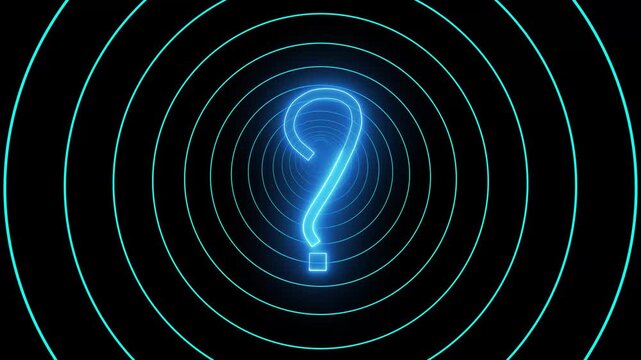 Help information icon paths pulse blue neon query symbols inside concentric circles. Customer account help desk software use a help information icon paths dashboard loop.