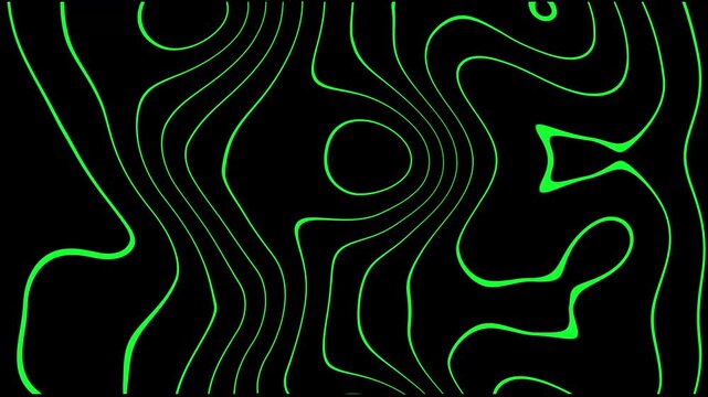 Topography line animation draws green landscape contour charts on black backgrounds. Environmental data analysis tools include a topography line animation dashboard track.