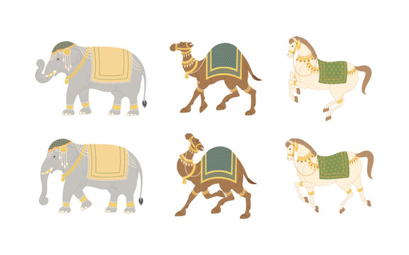 Elephant, Camel and horse royal animal part of kings kingdom