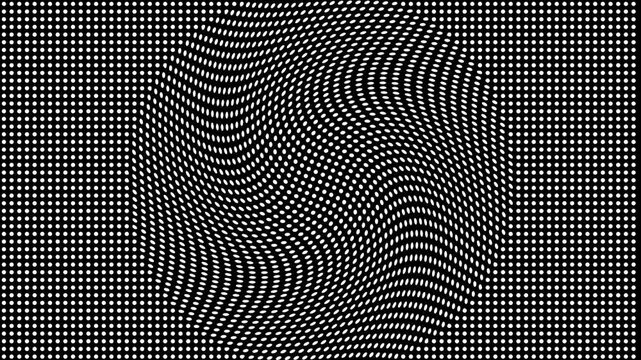 Abstract pattern backdrop draws winding rows of white polka dots on black screens. Modern graphic design portfolio web pages utilize an abstract pattern backdrop layout view.