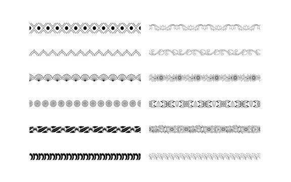 Gold vintage frames. Set of Decorative borders set, floral ornament, Vector antique decor