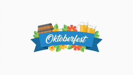 Naklejka premium Flat of an oktoberfest isolated on white background, png product, cutout clipping path, ad social media, download product, banner template event, festive festival 2026, 2027 2028