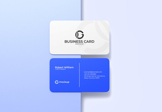 Business Card Mockup on Two-Tone Background