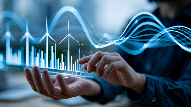 AI-powered system automating smart grid management by analyzing real-time electricity demand and generation data in futuristic AI-driven energy platform, smart grid concept,