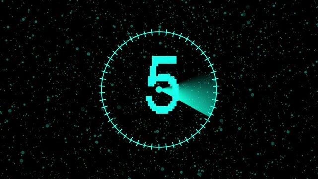 Digital countdown clock timer dashboards flash cyan technical number three units. System launch verification checking tools apply a digital countdown clock timer layer clip.
