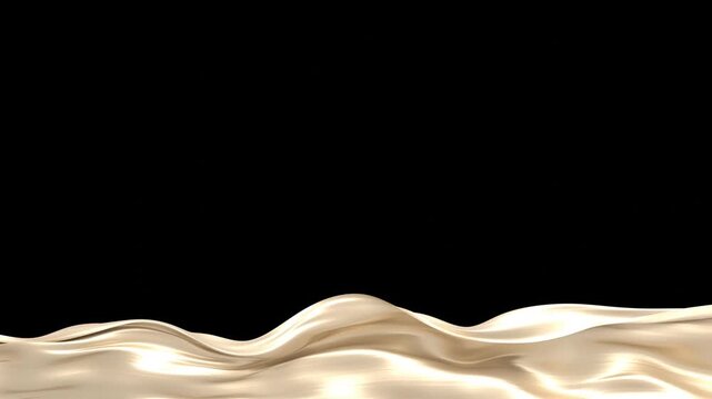 Luxury pearl color fabric waving on black background with copy space 3D render 4K Video