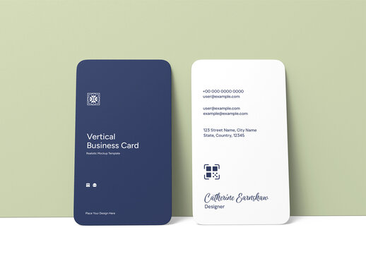 Minimal Vertical Business Card Mockup