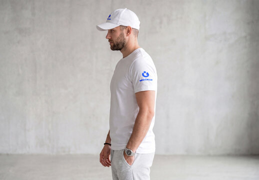 Side View T-Shirt and Cap Mockup