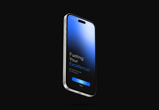 Floating Phone Screen Mockup on Dark
