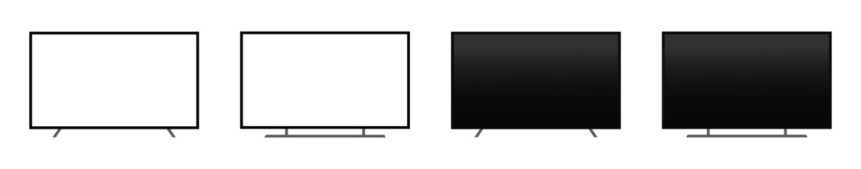 Fototapeta na wymiar Front view blank smart tv screen mockup for business presentation, advertising, and digital display. Vector illustration and transparent png