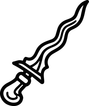 Wavy Kris Dagger Outline Icon, Traditional Southeast Asian Weapon Symbol