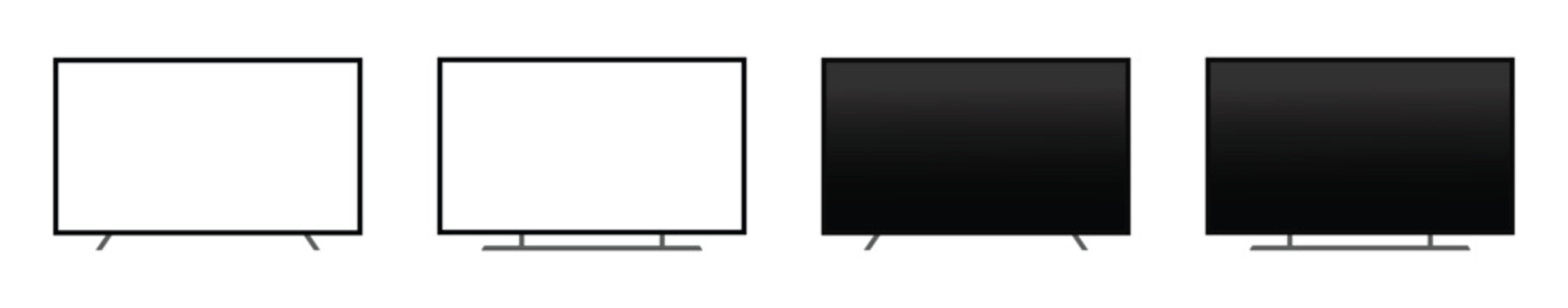 Front view blank smart tv screen mockup for business presentation, advertising, and digital display. Vector illustration and transparent png