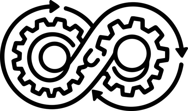 DevOps Infinity Loop with Gears Icon: Continuous Integration and Delivery Symbol