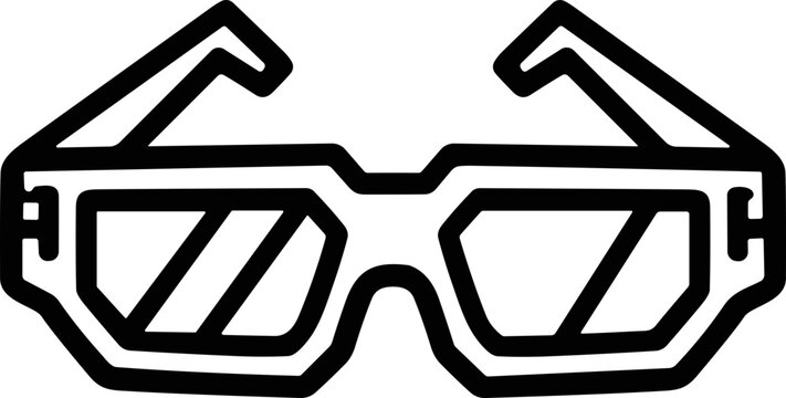 3D Glasses Icon Outline - Vector Illustration